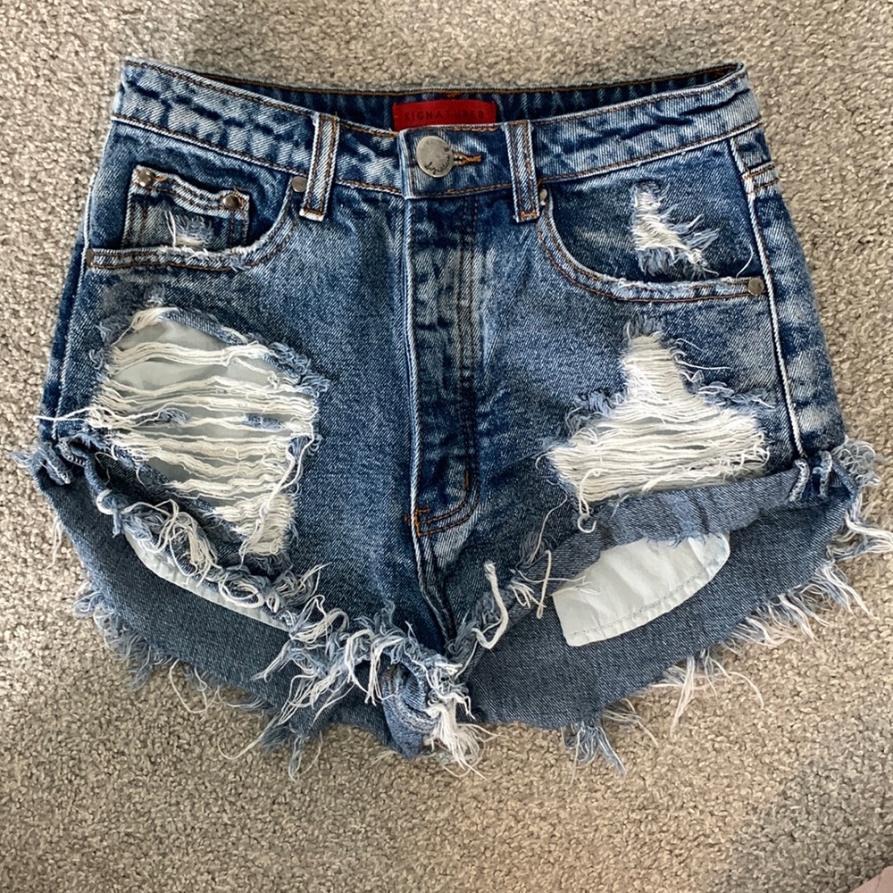 High waisted jean shorts